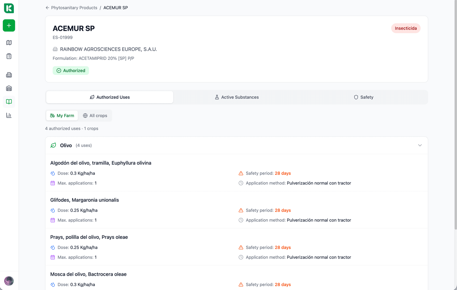 Mobile product search with a phyto/fertiliser tab toggle, 'copp' typed in the search bar, and 8 matching copper-based fungicides listed — each with a green 'authorised' badge and a crop-compatibility icon.